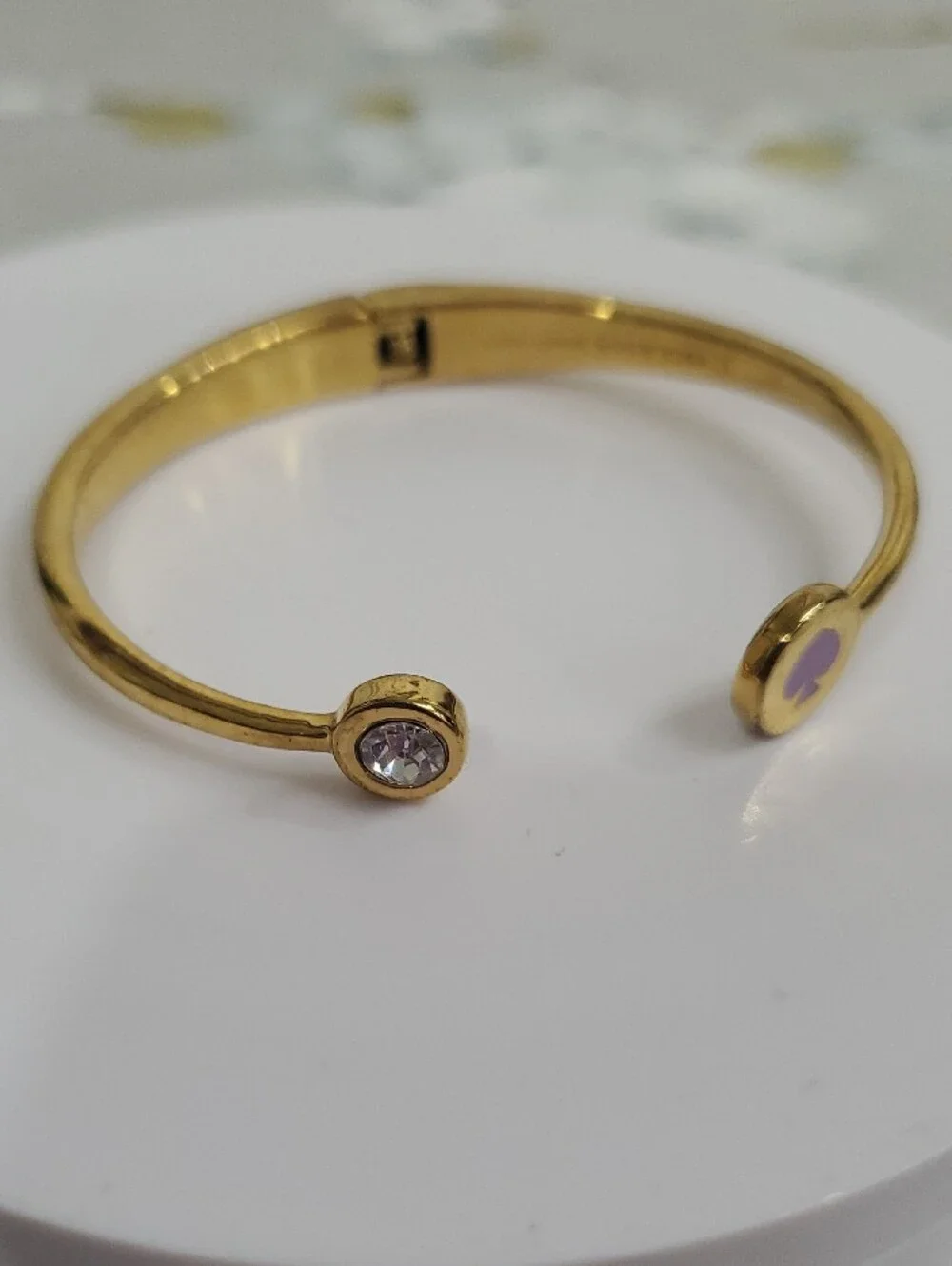 kate spade Gold-Tone Open Cuff Bracelet with Purple Spade and Crystal - Picture 6 of 16